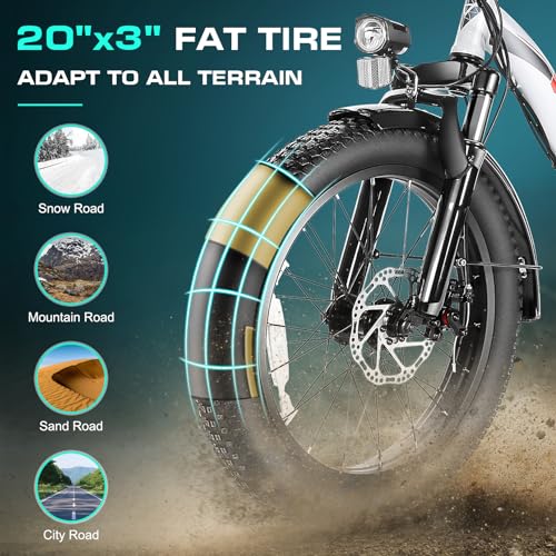 Vivi Folding Electric Bike for Adults, 20" Fat Tire Folding Ebike, 900W Peak Motor Foldable Electric Bicycle 21.7MPH Electric Cruiser Bike with 48V Removable Battery, 7 Speed Commuter E Bike