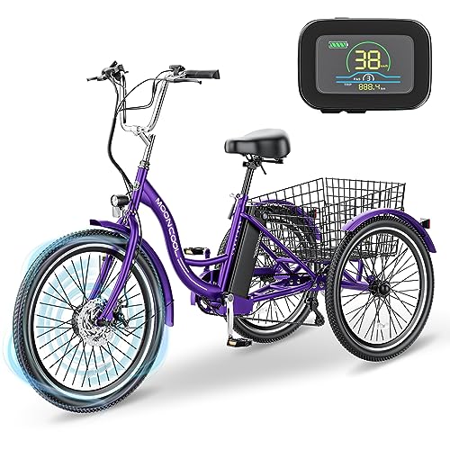 LILYPELLE Electric Tricycle for Adults, 350W 36V Electric Trike Motorized Three Wheel Electric Bicycle, 7 Speeds 3 Wheels 24" Adult Electric Tricycle with Large Basket