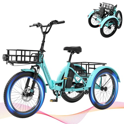 ABORON Electric Tricycle for Adults, 750W 48V Electric Trike/Suspension Fork,Three Wheel Electric Bicycle/48V 14.5Ah Removable Battery, 7 Speeds Fat Tire Electric Tricycle with Large Basket