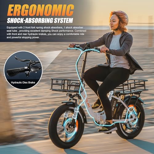 VITILAN 1200W Peak Electric Bike for Adults, U7 2.0 Folding 20*4.0 Inch Fat Tire Ebike, 48V 20AH Sam-Sung Removable Battery Max Range 80Miles&28Mph, Step-Through Electric Bicycle With Dual Suspension