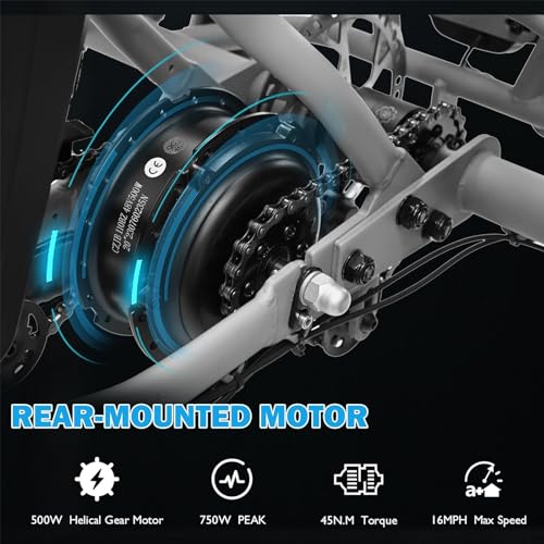 Electric Trike, Electric Tricycle for Adults, 20" Folding 3 Wheels Electric Bicycle Bikes, 48V 500W Motorized Electric Ebike with Aluminum Frame, Removable Battery and Large Basket for Women Men