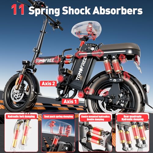 Z1 Electric Bike for Adults, 1000W Motor, 25MPH Max Speed, 14” Tires for Adult Electric Bicycles, 48V 20AH Removable Battery, 3 Speed, Full Suspension, Foldable City Commuter Ebike