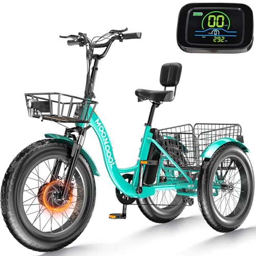 ABORON Electric Tricycle for Adults, Aluminum 20" E-Trike, 500W Power 48V 14.5Ah Lithium Battery UL Certified, Front Suspension 3 Wheels Ebike, Front Basket