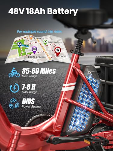 Electric Tricycle for Adult with 750W Motor, 60 Miles Range Pickup Class Trike, 500 Lbs Load Electric Trike with Rear Differential and 20” Fat Tires, 48V 18AH Cell Battery, Husky