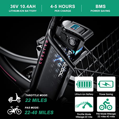 LILYPELLE Electric Tricycle for Adults, 350W 36V Electric Trike Motorized Three Wheel Electric Bicycle, 7 Speeds 3 Wheels 24" Adult Electric Tricycle with Large Basket