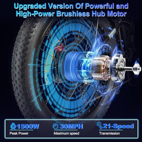 YVY Electric Bike for Adults, 26"x4.0" Fat Tire All Terrain Ebike, 1500/2000W Dual Motors - 48V 15/23AH Removable Battery - 7 Speeds - LCD Display - F/R Shocks - Oil Disc Brakes - 30-60Mile/31-35MPH