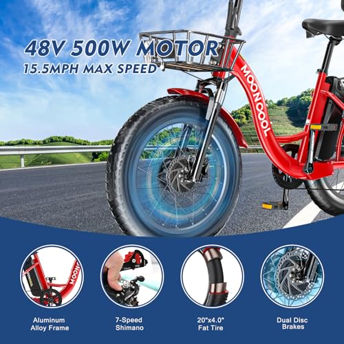 MOPHOTO Electric Trike, 7 Speeds Electric Tricycle for Adult, 350W 36V 3 Wheel Electric Bikes, Motorized Tricycle Adult Electric Three Wheels Bicycle for Senior