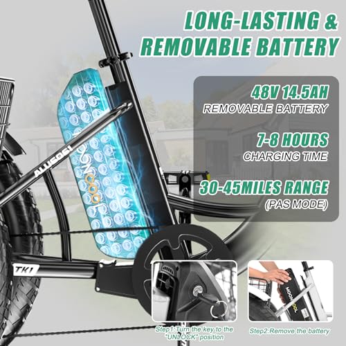 DoCred Electric Tricycle for Adults, 20" x 4" Fat Tire Electric Trike, 500W 48V Motorized Electric Bicycle Bikes, 7 Speeds 3 Wheels Ebike with Removable Battery, Aluminum Frame & Large Basket