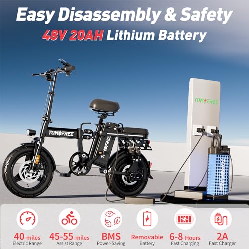 Z1 Electric Bike for Adults, 1000W Motor, 25MPH Max Speed, 14” Tires for Adult Electric Bicycles, 48V 20AH Removable Battery, 3 Speed, Full Suspension, Foldable City Commuter Ebike