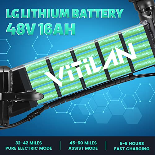 VITILAN i7 Pro Electric Bike Adults Folding 750W BA-FANG/E-iwol Motor Fat Tire Ebike Removable 16AH/20AH Cell Battery Full Suspension Electric Bicycle 8-Speed