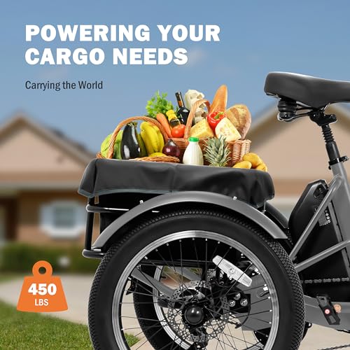 Triker Electric Bike, Peak 750W Brushless Motor Folding Trike Ebike, 720Wh Removable Battery, Step-Thru 3 Wheel Electric Bicycle, Up to 65 Miles, 20X3.0 Tire Tricycle for Adults