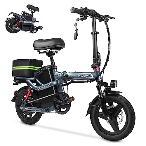 X7 Folding Electric Bike for Adults 20Ah Battery 400W Motor 20MPH 14 Inch Tire Mini Ebike for Teens Seniors Urban City Commuter Electric Bicycle for Women with Rear Bag
