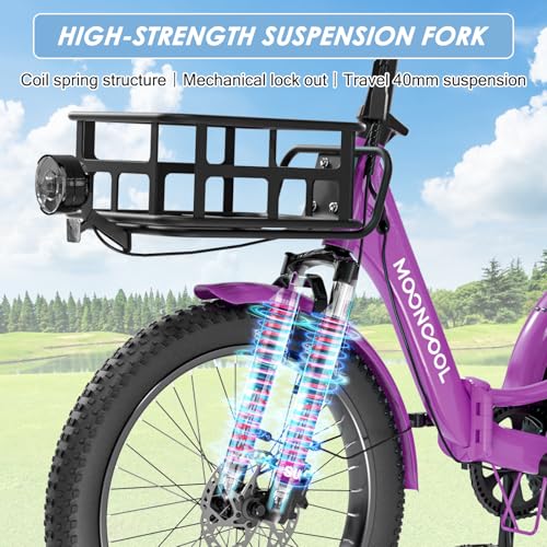 MOONCOOL Electric Tricycle for Adults, 500W 48V Folding Electric Trike Peak Power 750W, 3 Wheels Electric Bicycle, Aluminum Frame Electric Tricycle with Large Basket and Removable Battery