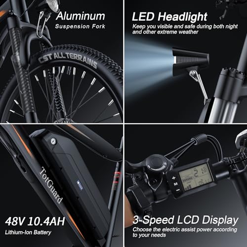 Wooken Electric Bike for Adults with Peak 750W Motor, 27.5'' Ebike with 48V 499WH Removable Battery, Up to 55Miles Electric Mountain Bike, 21.6MPH Adults Electric Bicycle with LCD Display, 21 Speed