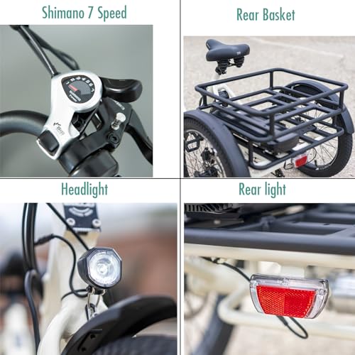 EMOJO Bull 8.5" Low Step Through Electric Tricycle for Adults Up to 100 Miles Long Range Ebike Trike with Differential 500W 7 Speed 20MPH Three Wheel Electric Bike