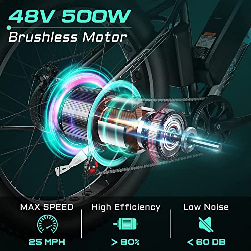 Vivi F26FUL Electric Bike Peak 1000W 26" x 4.0 Fat Tire Electric Bike with 48V 13Ah Removable Battery, 7Speed, Top 26Mph, Cruise Control, Up to 60 Miles for Commuting, Beach,Snow, UL2849 Certification