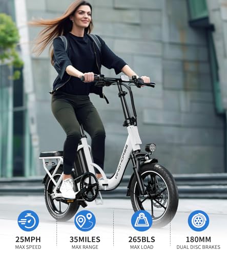 WINDHORSE Electric Bike for Adults, Folding Ebike with 630w Peak Motor, Dual Disc Brake, 35 Miles Range, 25MPH, Suspension, Removable Battery, Electric Bicycle for Commuter