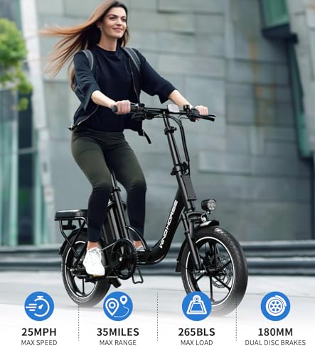 WINDHORSE Electric Bike for Adults, Folding Ebike with 630w Peak Motor, Dual Disc Brake, 35 Miles Range, 25MPH, Suspension, Removable Battery, Electric Bicycle for Commuter