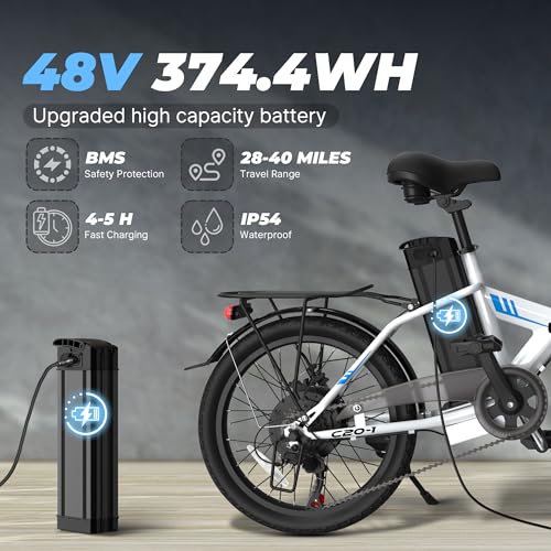 VARUN Electric Bike - Peak 750W Folding Ebike for Adults Up to 40 Miles 20MPH, 48V Removable Lithium-Battery, Stylish 20" Foldable Electric Bicycle Commuter for Women & Men