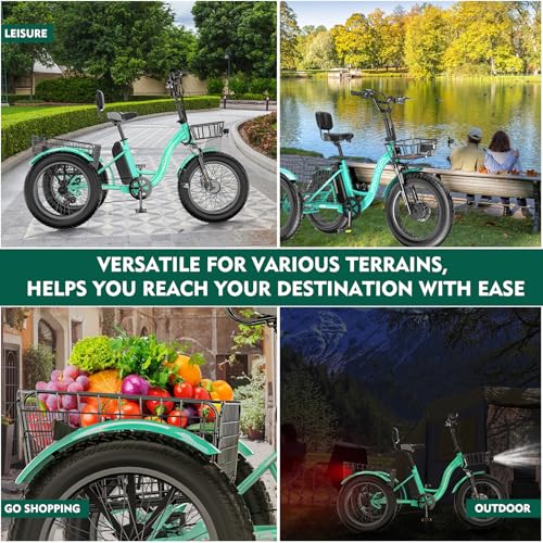 ABORON Electric Tricycle for Adults, Aluminum 20" E-Trike, 500W Power 48V 14.5Ah Lithium Battery UL Certified, Front Suspension 3 Wheels Ebike, Front Basket