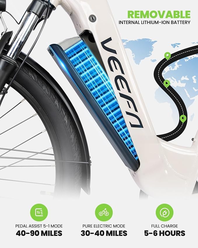 VEEFA X2 Electric Bike for Adults 27.5” Ebike 20Mph Power by 750W Peak Motor 80 Miles Max Range by 48V Built-in Removable Battery, 5 Pedal-Assist Levels, E Bike Suitable for Commuting
