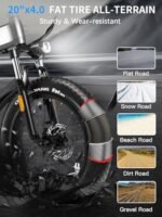 Electric Bike for Adults 1200W Peak Motor 30MPH 60 Miles 48V 15AH (720WH) Battery Folding Electric Bike 20 Inch Fat Tire Ebike Foldable Ebikes for Adults Electric Bicycle with UL 2849 Certified - Image 6