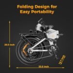 Jasion X-Hunter Electric Bike for Adults,1400W Peak Motor 30MPH Max Speed 48V 13AH Removable Battery, Full Suspension System Design,20''*4.0 Fat Tire Foldable Ebike,7-Speed Bicycles.White+White - Image 6