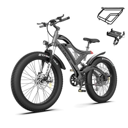 Version 1.0.0 aostirmotor 750W Electric Bike for Adults 26"×4" Fat Tire Electric Bike 48V 15AH Adult Electric Bicycles, Full Suspension 28MPH E Bike for Adults, Shimano 7 Speed Electric Mountain Bike - Image 1