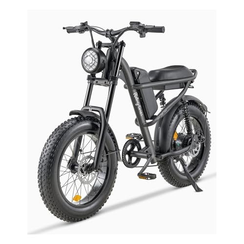Version 1.0.0 1500W Full Suspension Moped Style Ebike, 20" Fat Tire Electric Bike Up to 28MPH & 75 Miles, 15.6AH/31.2AH Removable Battery, All-Terrain Offroad E Bike for Mountains, Snow, Sand, Road - Image 1