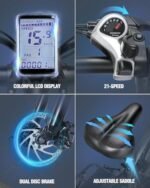 Electric Bike for Adults, 1500/2000W Dual Motor 31MPH, 48V 15.6/23AH Removable Battery, 25-50Miles, 26" All Terrain for Mountains, Snow, Sand, Road,Fat Tire Ebike Full Suspension,Hydraulic Bicycle - Image 5