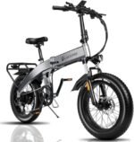 Folding Electric Bike for Adults 1130W Peak BAFANG Motor 48V 15AH RemovableBattery30MPH 60MI Hydraulic Disc Brake 20" Fat Tire Foldable Ebike UL 2849 Certified