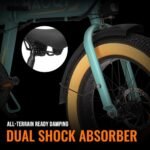 HAOQI Folding Electric Bike for Adults, 500W (Peak 750W) Brushless Motor Electric Bycicle with PAS Throttle, 48V 10.4Ah Removable Battery 20'' *4''Fat Tire Foldable Ebike with Phone Holder, 7-Speed - Image 4