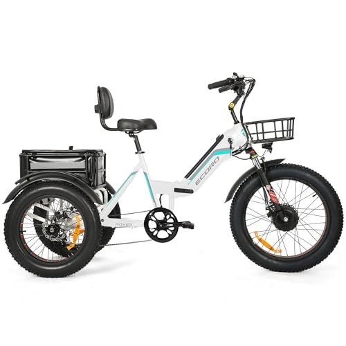 Version 1.0.0 Electric Tricycle for Adults, ECORD 48V/10.4Ah Electric Trike with 500w Motor, Removable Battery, Bike Basket, for Sand Road, City Road, Gravel Road, Snowy Road, etc - Image 1