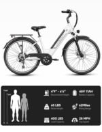 Jasion Roamer ST Electric Bike for Adults, 1200W Peak Motor Max 62miles & 28MPH City Cruiser Ebike,26'' Commuter Ebike, 528WH Removable Battery,7-Speed Electric Bicycles, Front Suspension Bicycles - Image 6