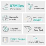 ENGWE E26 Electric Bike 26" x 4.0 Fat Tire Electric Bicycle,87Miles Electric Mountain Bike with 750W Brushless Motor ，30MPH Ebikes for Adults with Lithium-Ion Battery,7 Speed - Image 2