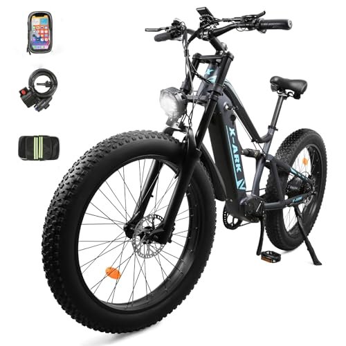 Version 1.0.0 1000W Adult Electric Mountain Bike, 26 "Adult Electric Bicycle 48V 16AH, 7-Speed Fat Tire Electric Bicycle, Detachable Battery, All Terrain, Blue - Image 1