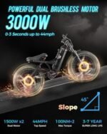 Romeo Pro II Electric Bike for Adults 3000W Dual Motor Ebikes 52V/60Ah Long Range Ebike 120 Miles+ 26*4.0 Fat Tire Full Suspension Electric Mountain Bike Air Fork Throttle Twist UL 2849 E Bike - Image 2