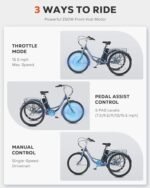 Viribus Electric Trike, 250W Electric Tricycle for Adults with UL 36V 13Ah Battery, 3 Wheel Electric Bike for Men Women Seniors with Basket, Ebike Trike 330lb. 24 26 in Etrike E Trikes - Image 4