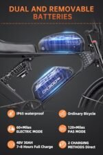 MEELOD Electric Bike for Adults 1200W Peak Power Brushless Motor Dual 48V 30AH Removable Battery Ebike,32MPH Mountain Ebike,48V LED Headlight,Color LCD Display,Dual Shock Absorber - Image 3