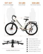Seeker S Electric Bike for Adults 350W(Peak 540W) 26 inch Electric Bicycle Step Thru Ebike, with 36V/9Ah Battery, 20MPH, 7-Speed Gears and Front Suspension, UL 2849 Certified E-Bikes - Image 5