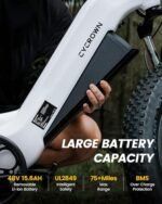 CycVerve Electric Bike for Adults,1400W Peak Motor City Cruiser Ebike,48V Removable Battery,28MPH 75Miles Step-Thru Electric Bicycle,26" x 4.0 Fat Tire Full Shock Absorber Commuter E Bike - Image 3