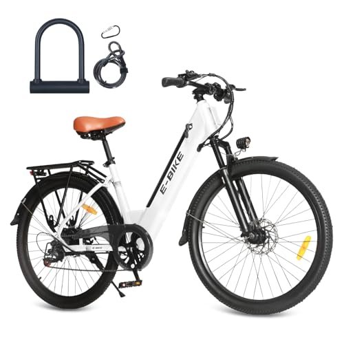 Version 1.0.0 Adult Electric Bike, 26 Inch Step Through Ebike for Women Men, Peak 500W 1000W w/UL Certified Removable Battery, 7 Speed City Electric Cruiser Bikes, 22MPH 50Miles Commuter Electric Bicycle - Image 1