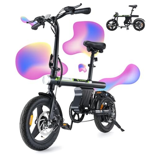 Version 1.0.0 isinwheel W-U1 500W Folding Electric Bike for Adults, 25 Miles Long-Range Battery, Rear Suspension, 3 Assist Levels - 14" Foldable eBike for Adults and Teens - Image 1