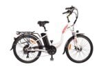 DJ City Bike 750W 48V 13Ah Step-Thru Power Electric Bicycle, Pearl White, LED Bike Light, Fork Suspension and Shimano Gear - Image 2