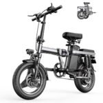 Electric Bike for Adults, 500W Peak Motor, 25MPH 35Miles Rang Folding Commuter E Bike with Full Suspension, 48V 15AH Battery Adult Electric Bicycles for Men Women, 14" Tires, LCD Display