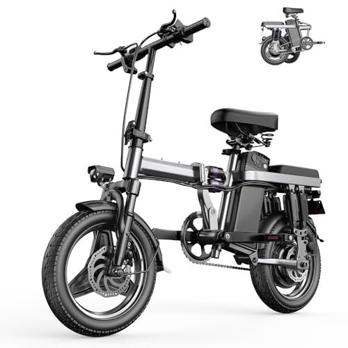 Version 1.0.0 Electric Bike for Adults, 500W Peak Motor, 25MPH 35Miles Rang Folding Commuter E Bike with Full Suspension, 48V 15AH Battery Adult Electric Bicycles for Men Women, 14" Tires, LCD Display - Image 1