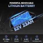 Electric Bike for Adults, Dual Motor 3000W（Peak） 52V23AH Electric Bicycle with 26"X4"Fat Tire, Up to 37MPH 87 Miles Range, Full Suspension Hydraulic Disc Brake E-Bike for Men Women - Image 3