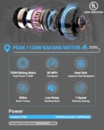 Folding Electric Bike for Adults 1130W Peak BAFANG Motor 48V 15AH RemovableBattery30MPH 60MI Hydraulic Disc Brake 20" Fat Tire Foldable Ebike UL 2849 Certified - Image 2