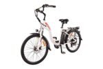 DJ City Bike 750W 48V 13Ah Step-Thru Power Electric Bicycle, Pearl White, LED Bike Light, Fork Suspension and Shimano Gear