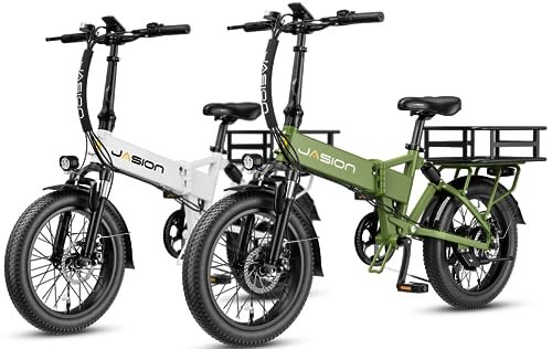 Version 1.0.0 Jasion EB7 2.0 Electric Bike for Adults, 850W Motor 28MPH Max Speed Folding Ebike, 48V 10AH Removable Battery, 20" Fat Tire with Dual Suspension, 7-Speed Electric Bicycles, with 2 Rear Basket - Image 1